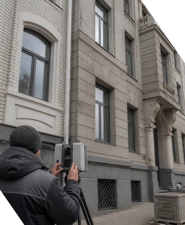 Лазерное сканирование фасадов зданий для обследования в Минусинске